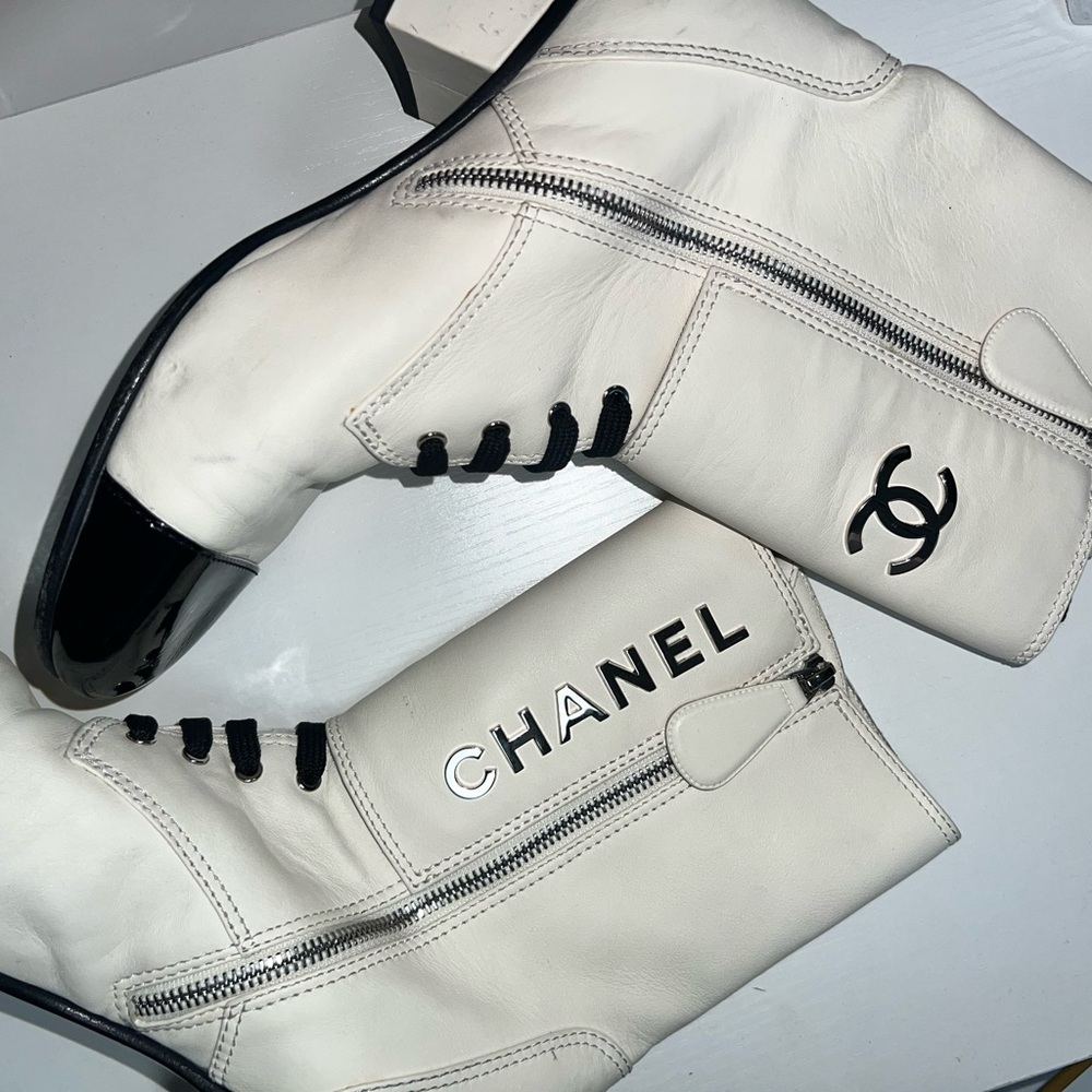 Chanel Combat Lace Up Boot